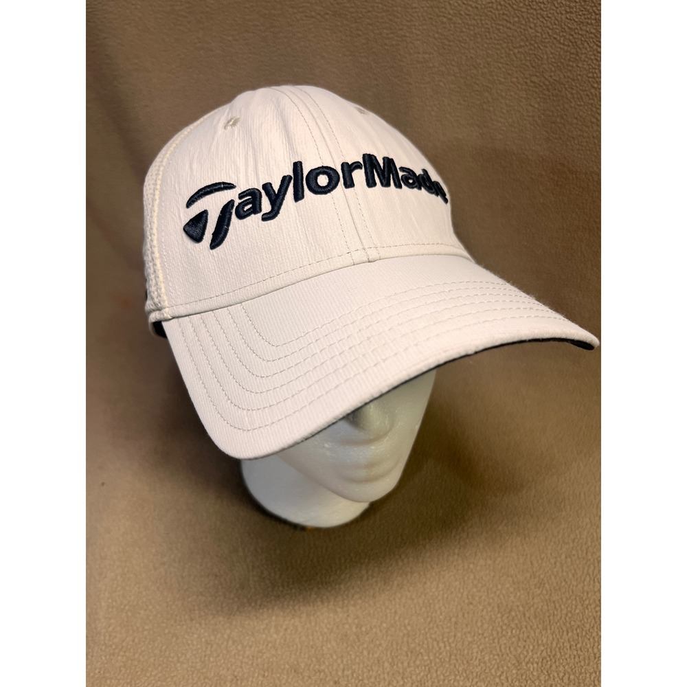 TaylorMade R11S RBZ A-Flex Golf Hat Cream White Mesh Stretch Fit Cap S/M